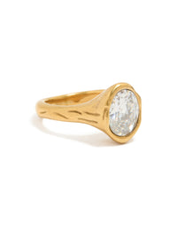 Waterproof Gold Plated Stainless Steel Oval Cubic Zirconia Molten Ring - link has visual effect only