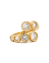 Waterproof Gold Stainless Steel Cubic Zirconia Bezel Wrap Ring - link has visual effect only