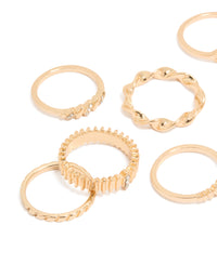 Gold Signet & Ribbed Rings 10-Pack - link has visual effect only