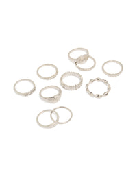 Silver Signet & Ribbed Rings 10-Pack - link has visual effect only