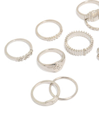 Silver Signet & Ribbed Rings 10-Pack - link has visual effect only