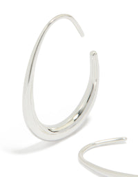 Featuring waterproof gold plated stainless steel egg hoop earrings 30 MM in silver close up view - link has visual effect only