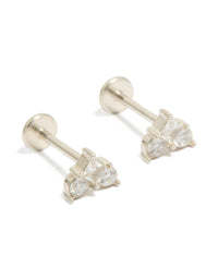 Showcasing stud earrings crafted from waterproof stainless steel with cubic zirconia stones and flat back closure front view - link has visual effect only