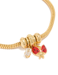 Gold Plated  Cubic Zirconia Ladybug Charm Bracelet - link has visual effect only