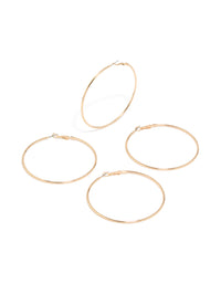 Elegant gold large hoop earrings 2-pack with statement style front view - link has visual effect only