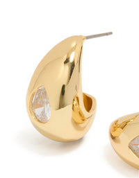 Gold Plated Cubic Zirconia Teardrop Hoop Earrings - link has visual effect only