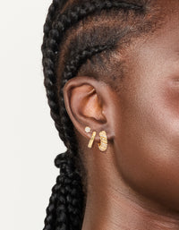Gold Plated Cubic Zirconia Twist Mini Huggie & Stud Earrings 3-Pack - link has visual effect only