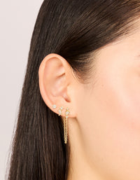 Gold Plated Boho Chain & Stud Earrings 3-Pack - link has visual effect only