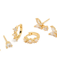Gold Plated Mini Butterfly Hoop Earrings 3-Pack - link has visual effect only