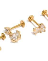 Gold Plated Cubic Zirconia Cluster Flat Back Studs Pack - link has visual effect only