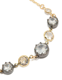 Mixed Metal Plated Cubic Zirconias Toggle Bracelet - link has visual effect only