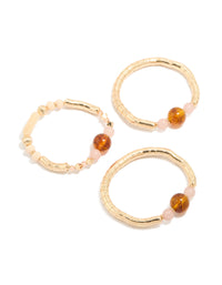 Gold & Brown Resin Stretch Bracelets 3-Pack - link has visual effect only
