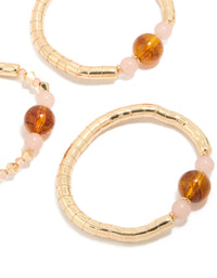 Gold & Brown Resin Stretch Bracelets 3-Pack - link has visual effect only