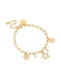 Tweens Gold Plated Stainless Steel Flower Outline Charm Bracelet - link has visual effect only