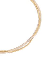 Mixed Metal Plated Thin Snake Chain Necklace 3-Pack - link has visual effect only