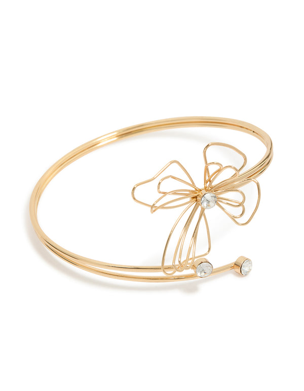 Gold Diamante Wire Butterfly Arm Cuff