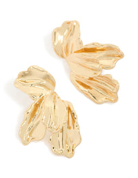 Gold Plated Organic Half Flower Statement Earrings - link has visual effect only