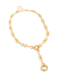 Gold Plated Multi Organic Circle Y-Necklace - link has visual effect only