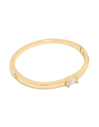 Gold Plated Cubic Zirconia Inlay Hinged Bangle - link has visual effect only