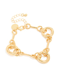 Gold Plated Circle Chain Bracelet - link has visual effect only
