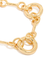 Gold Plated Circle Chain Bracelet - link has visual effect only