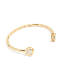 Gold Plated Cubic Zirconia Open Wrist Cuff - link has visual effect only