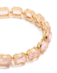 Designed with gold and light pink diamantes bracelet close up view - link has visual effect only