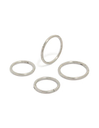 Showcasing waterproof stainless steel mixed size sleeper earrings in a 2-pack with silver finish front view - link has visual effect only