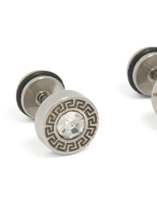 Featuring waterproof stainless steel round cubic zirconia flat back studs in a close up view