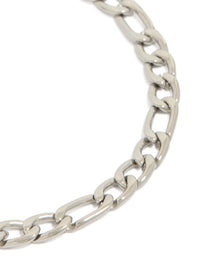 Mens Waterproof Stainless Steel Figaro Chain Bracelet - link has visual effect only