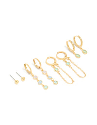 Gold Plated Lilac & Blue Cubic Zirconia Stacker Earrings 4-Pack - link has visual effect only