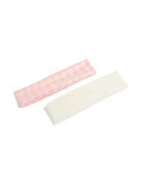 Featuring a checkered 2-pack of pink and white stretch headbands front view - link has visual effect only