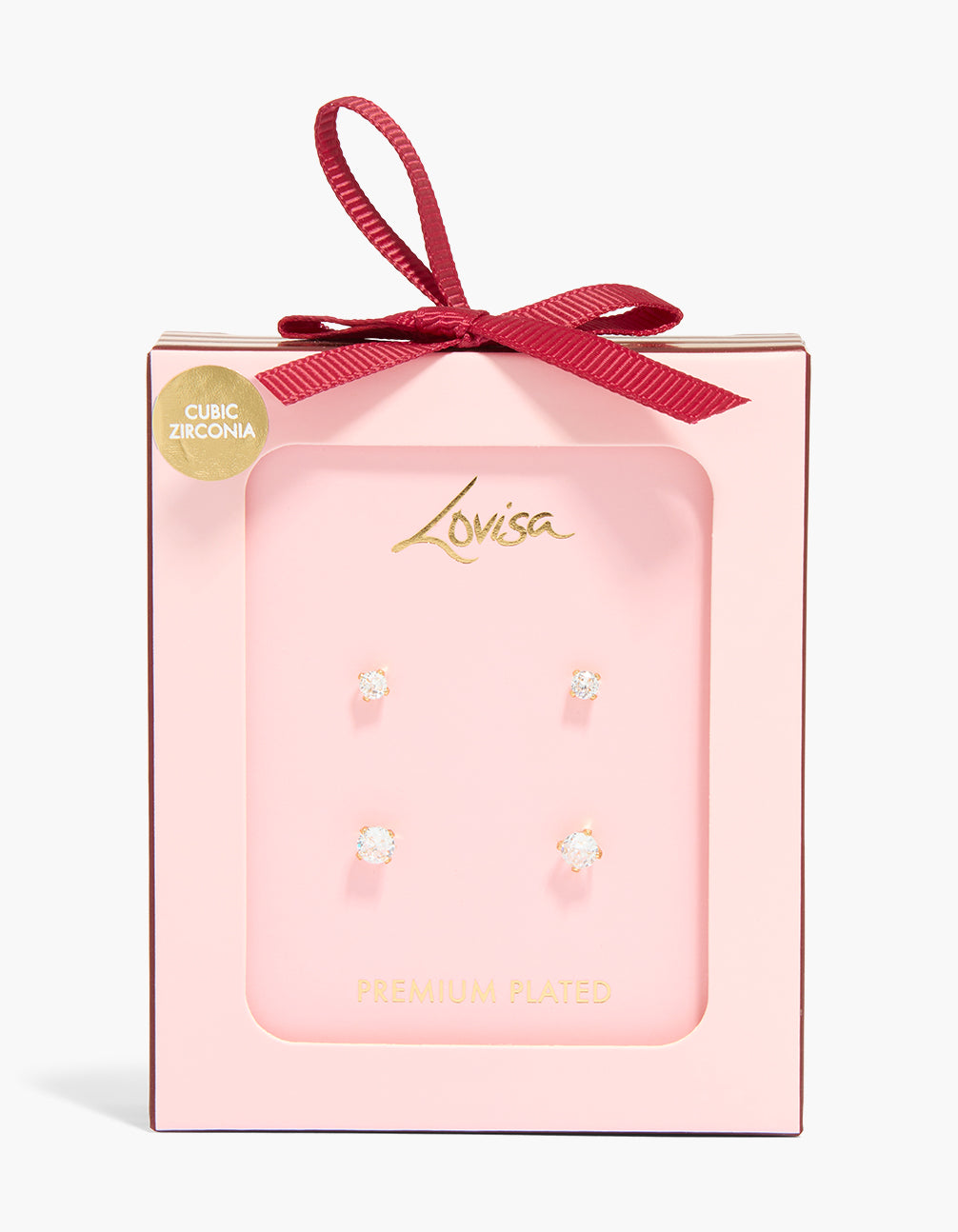 Gold Plated Cubic Zirconia Stud Earrings Set