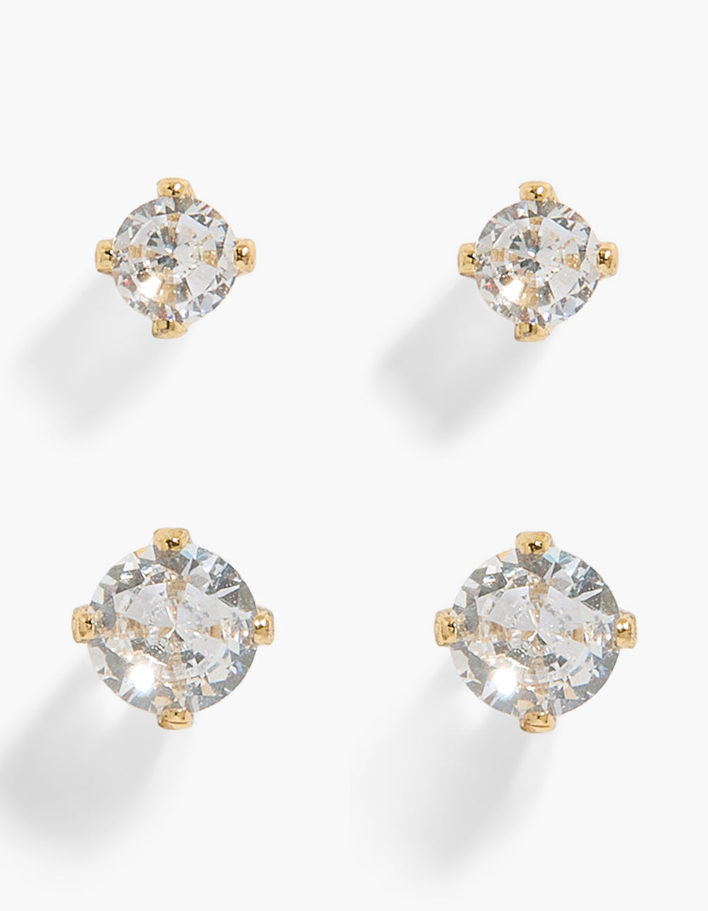 Gold Plated Cubic Zirconia Stud Earrings Set