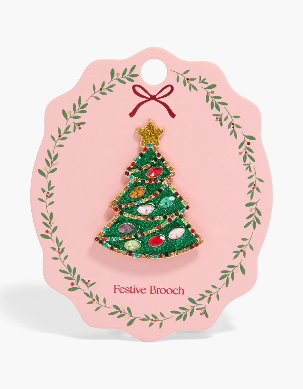 Gold Enamel Xmas Tree Brooch