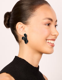 Black Coated Metal Mini Petal Drop Earrings - link has visual effect only