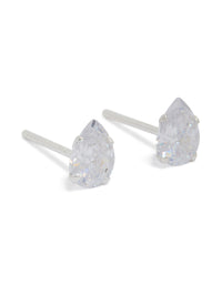 Sterling Silver Cubic Zirconia Pear Stud Earrings - link has visual effect only