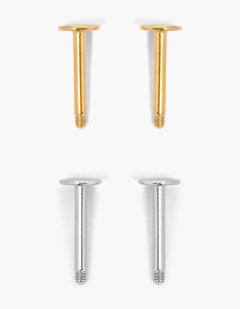 Mixed Metal Plated Surgical Steel Flat Back Posts 4-Pack