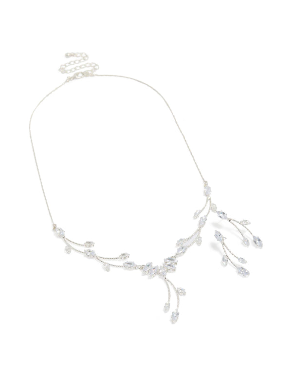 Silver Vine Earrings & Y-Necklace Set
