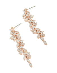 Rose Gold Plated Cubic Zirconia Dainty Vine Drop Earrings - link has visual effect only