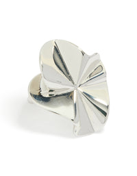 Showcasing a statement silver plated organic fan ring front view - link has visual effect only