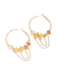 Orange Chip & Gold Chain Hoop Earrings - link has visual effect only