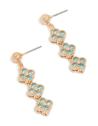 Gold Cubic Zirconia Blue Flower Drop Earrings - link has visual effect only