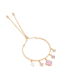 Gold Flower Charm Toggle Bangle - link has visual effect only