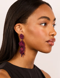 Burgundy Coated Metal Petal Drop Earrings - link has visual effect only