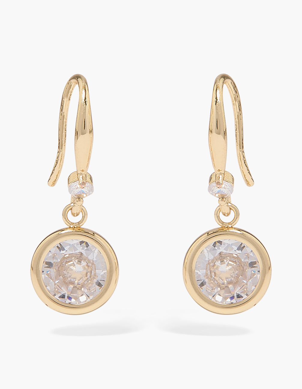 Waterproof Stainless Steel Cubic Zirconia Solitaire Bezel Set Drop Earrings