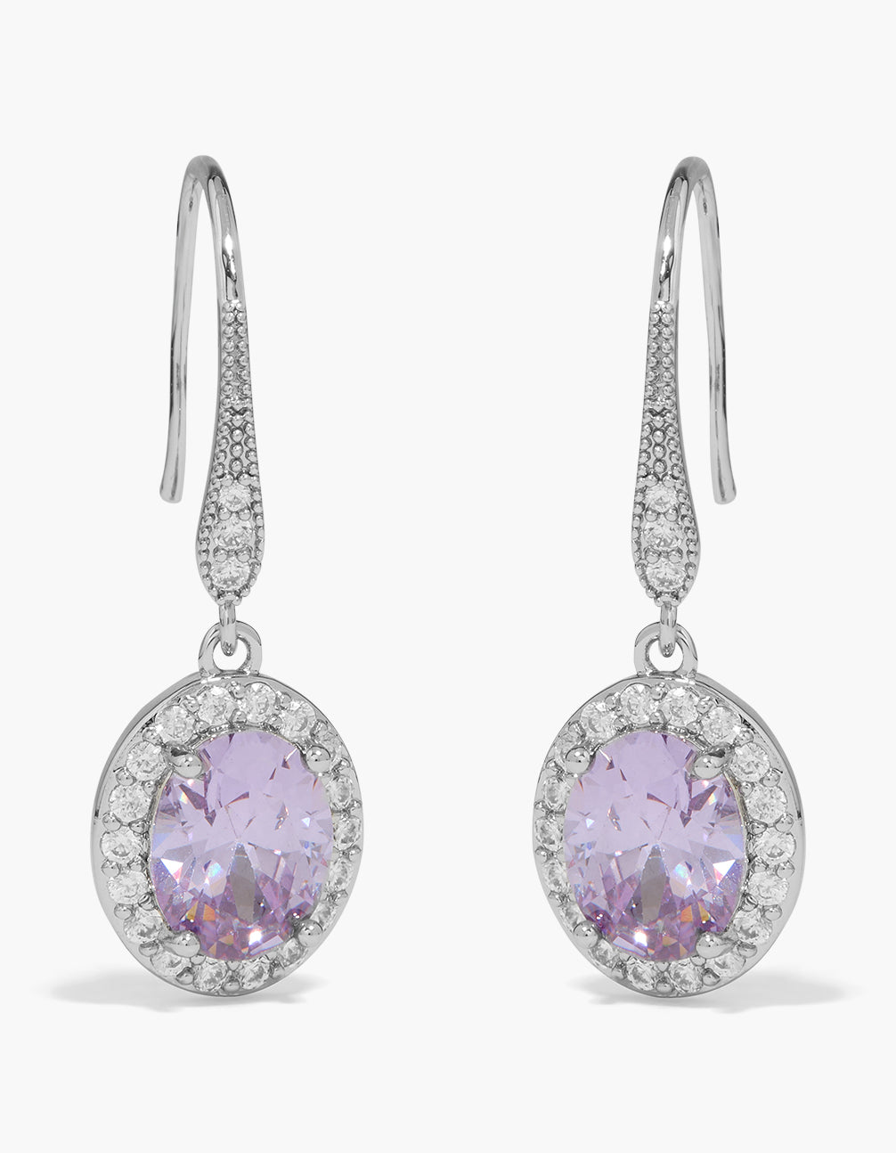 Silver Lilac  Cubic Zirconia Mini Pavé Drop Earrings