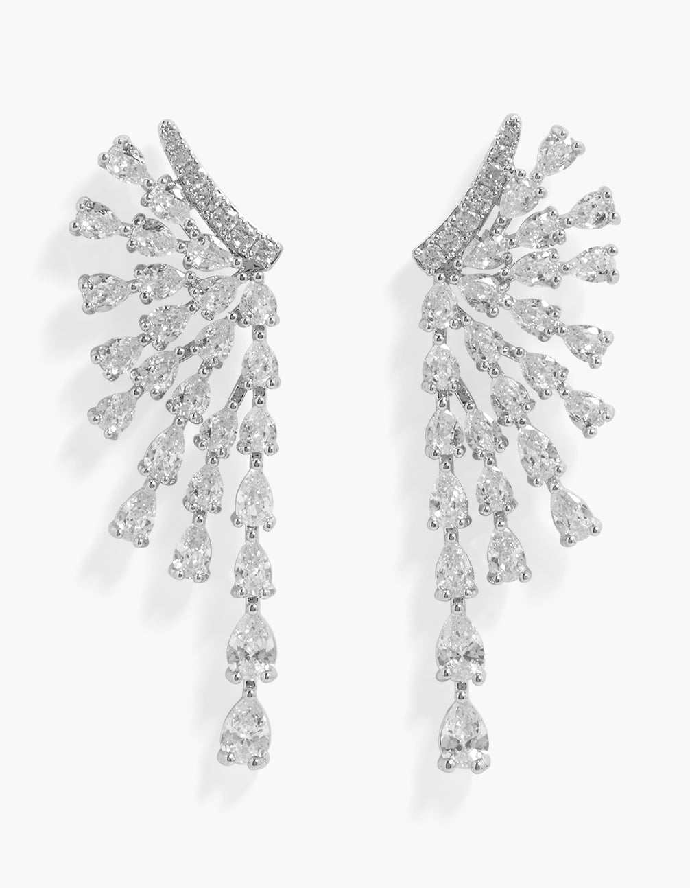 Silver Cubic Zirconia Statement Fan Earrings