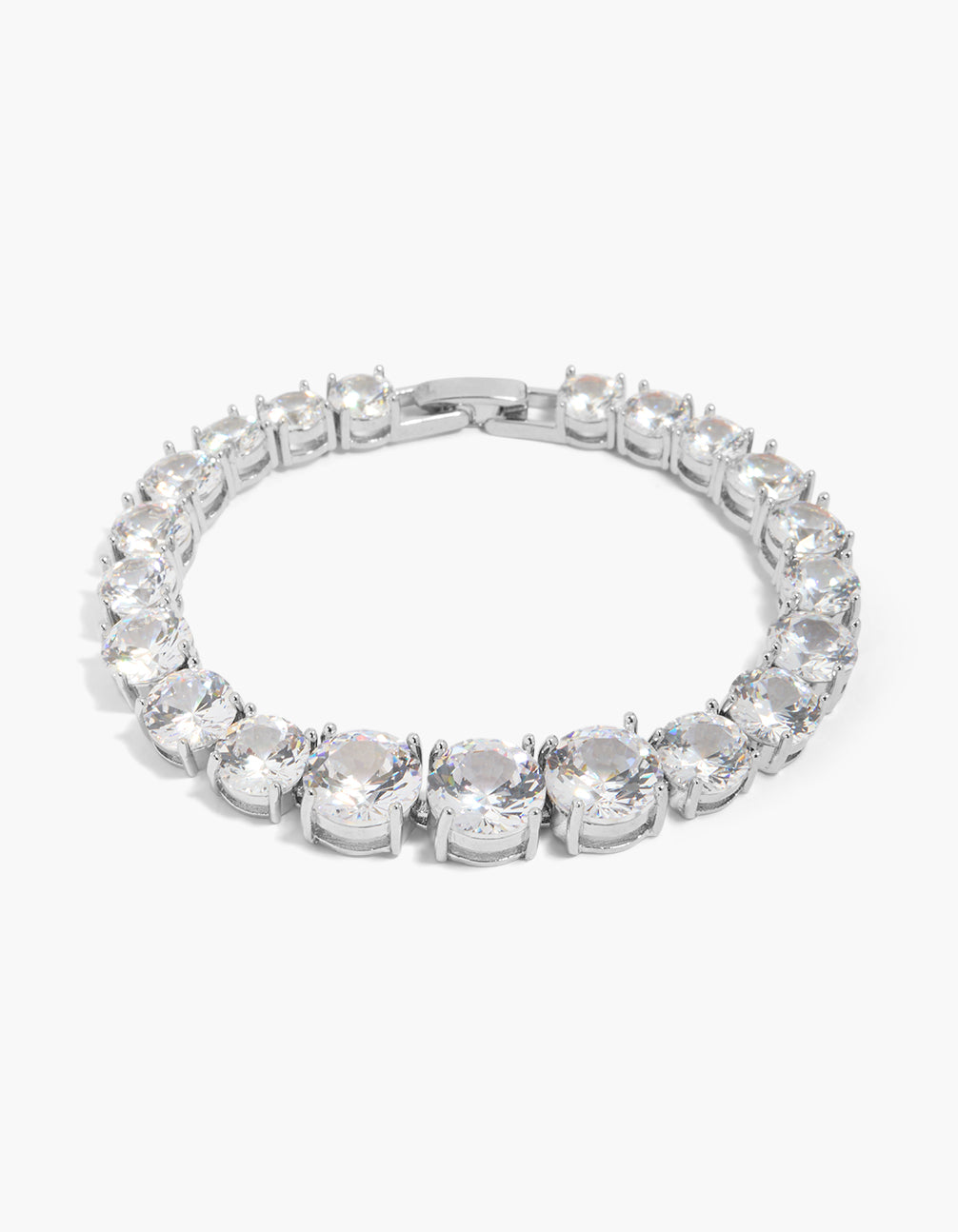 Silver Cubic Zirconia Large Statement Tennis Bracelet