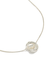 Discover this silver plated small double organic pendant necklace featuring dainty style close up view - link has visual effect only